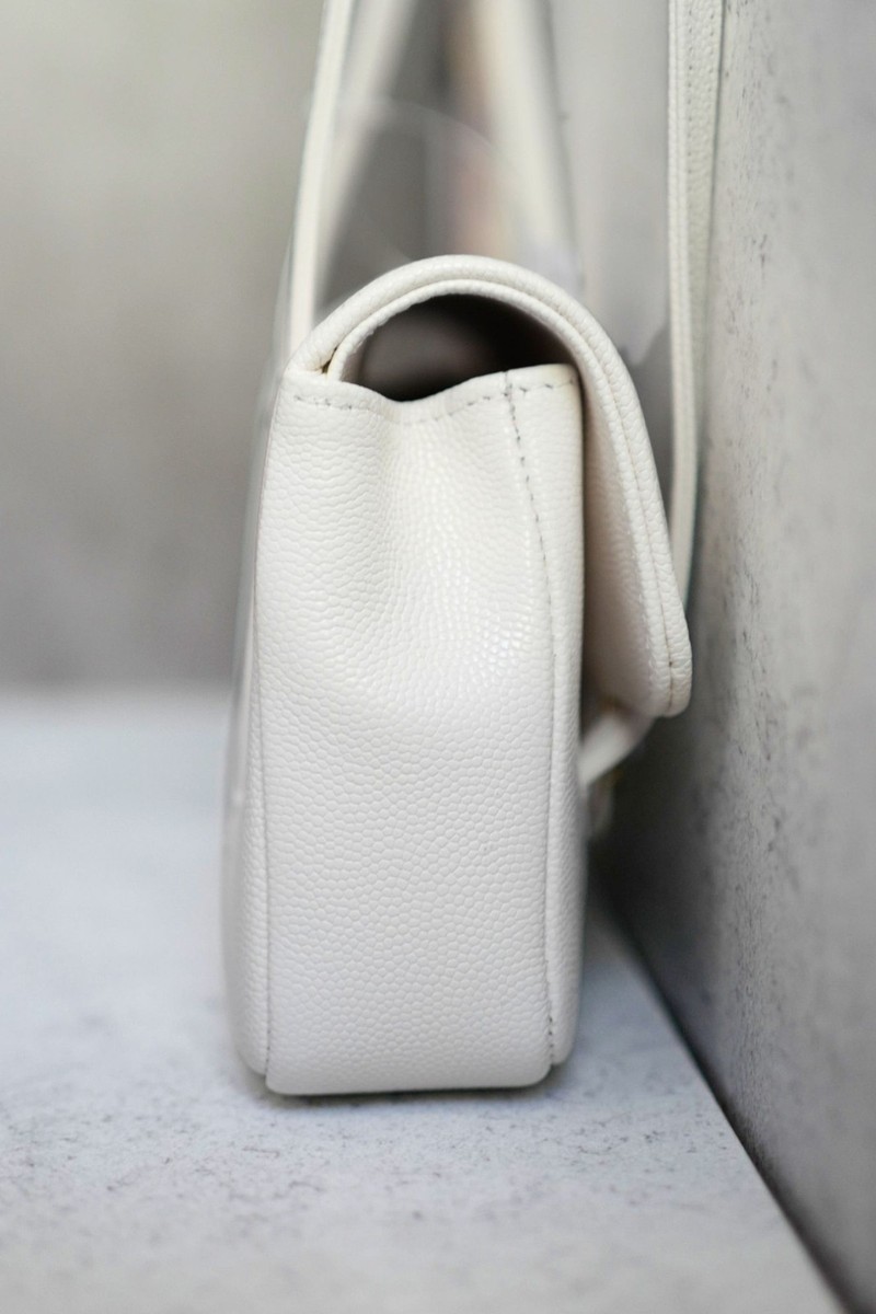 Chanel 26 Preppy Coco 17 Mini White Grained Shiny Calfskin Gold
