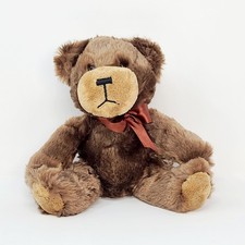 NAPCO Brown Teddy Bear Plush 10" Stuffed Animal w/ Satin Bow Soft Toy
