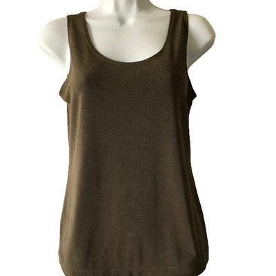 Additions By Chico's Sleeveless Tank Top Slinky Sz 1 (US Sz M) Greenish Brown