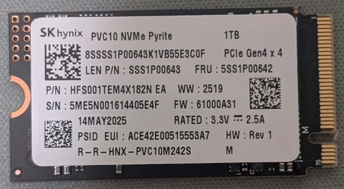 SK Hynix PVC10 HFS001TEM4X182N 1TB SSD M.2 2242 PCIe Gen 4 x