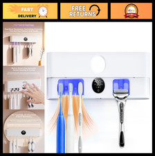 Smart Toothbrush Holder with LED Display, 5 Brush Organizer, Wall-Mounted Storag