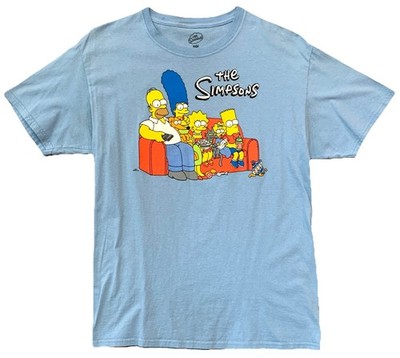 The Simpsons Homer Marge Bart Lisa Maggie T-Shirt Size Medium Blue Cotton
