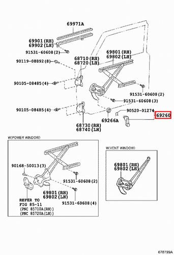 Genuine LandCruiser 79 78 76 75 70 Series Front Door Window Regulator Handle x2 - Picture 7 of 8