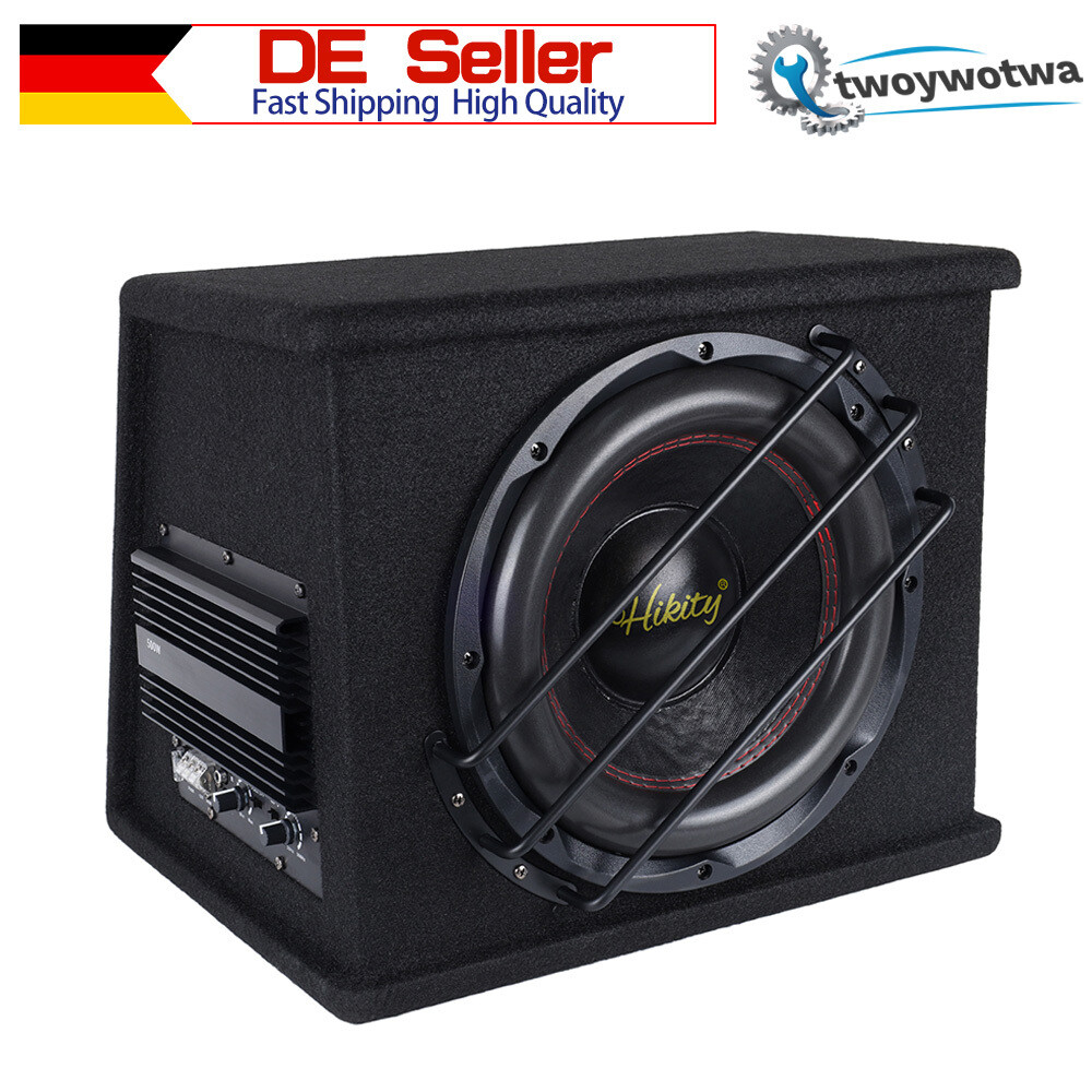 12 ZOLL Aktiv Subwoofer 5800 Watt Bass + Verstärker + Kabelset Auto Aktivsub