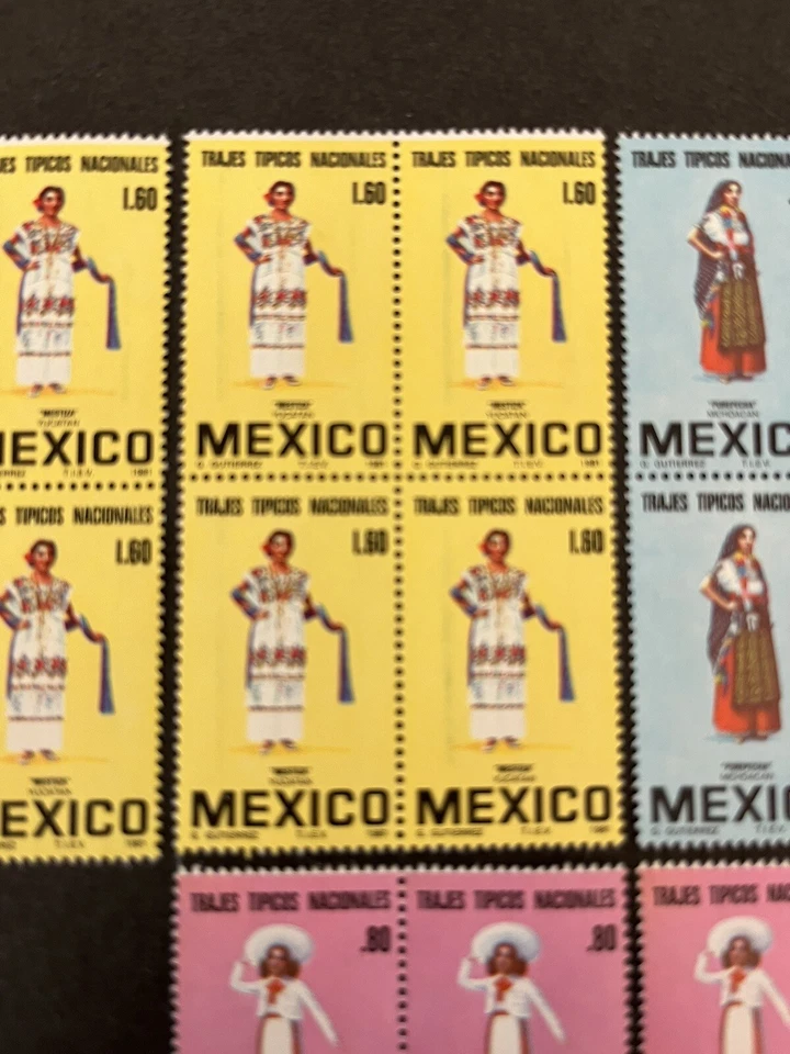 MEXICO 1981 — НАЦИОНАЛЬНЫЕ КОСТЮМЫ — НАБОР ИЗ 6 блоков — КАК НОВЫЕ/НОВЫЕ - Изображение 3 из 4