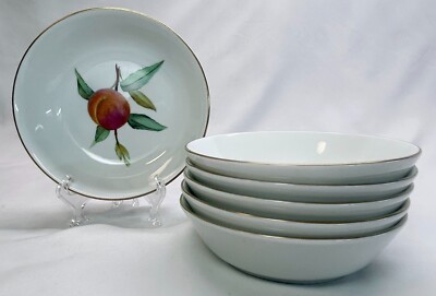 Royal Worcester Evesham Gold Fruit/Dessert/Sauce Bowl (Set of 6) Made in England