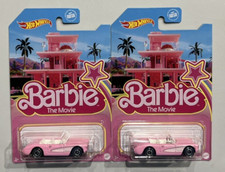 Set Of 2 2023 Barbie The Movie Hot Wheels 1956 Corvette Diecast Cars Pink