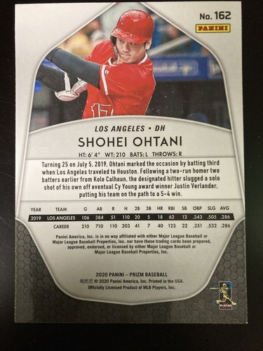 Shohei Ohtani 2020 Panini Prizm Card #162 (5183) - Picture 2 of 2