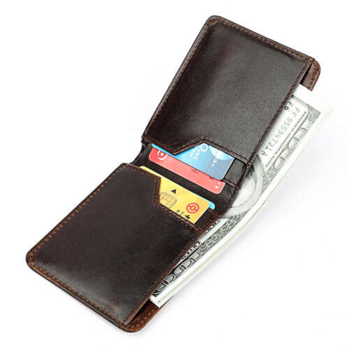 Genuine Leather Wallet Men's Small Mini Compact Handmade Short Cowhide - Afbeelding 1 van 18