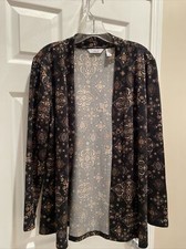 Denim Co. Perfect Open Cardigan pretty Black brown Long Sleeve Size M