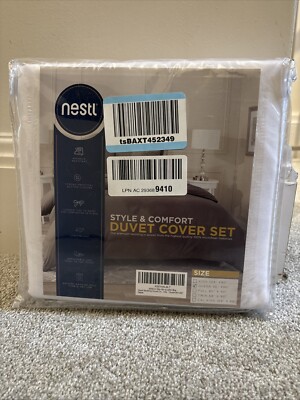 NESTL Bedding 3 Piece STYLE & COMFORT Duvet Cover Set, Queen - WHITE