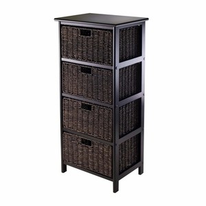 Wiinsome Wood Omaha Black Wood Storage Rack with 4 Wiinsome Wood Omaha Black Wood Storage Rack with 4