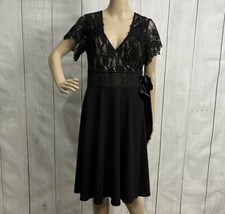 Vintage Spencer Alexis Black Floral Lace Overlay Cocktail Dress Sz 6 Nwot