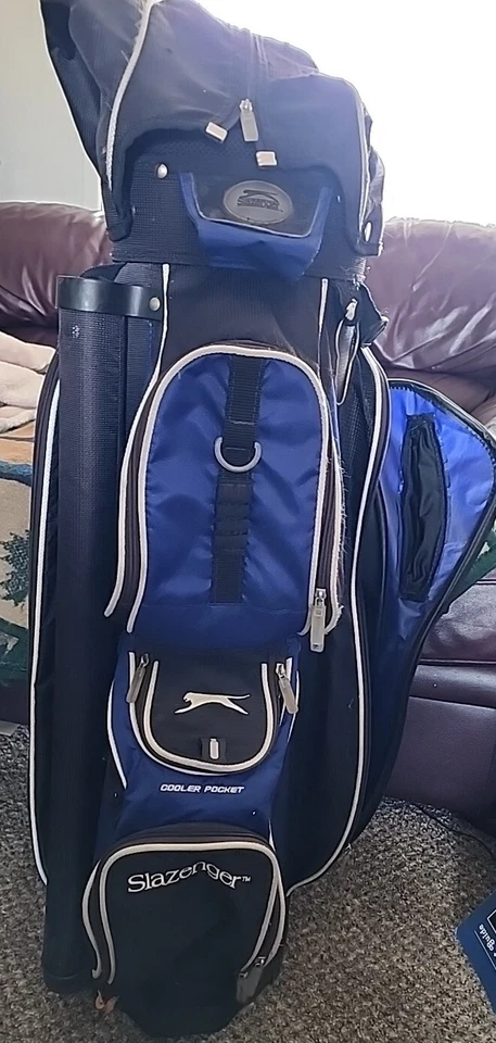 Bolsa de golf Slazenger azul y negra 14 vías divisor carro llevar cubierta de lluvia Foto 3 de 4