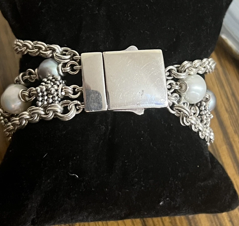 MICHAEL DAWKINS 925 Sterling Silver Pearl Bracelet - Image 2 of 4