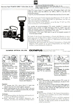 Olympus TTL Auto Multi Connecter Cord T Flash OM System OM-4 Ti T32 T20 OM-2 1 3