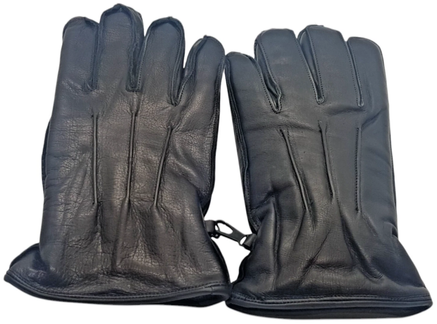 Luxurious Sheepskin Leather with Full Fur Lining,Elastic Fit, Black, Size: Large