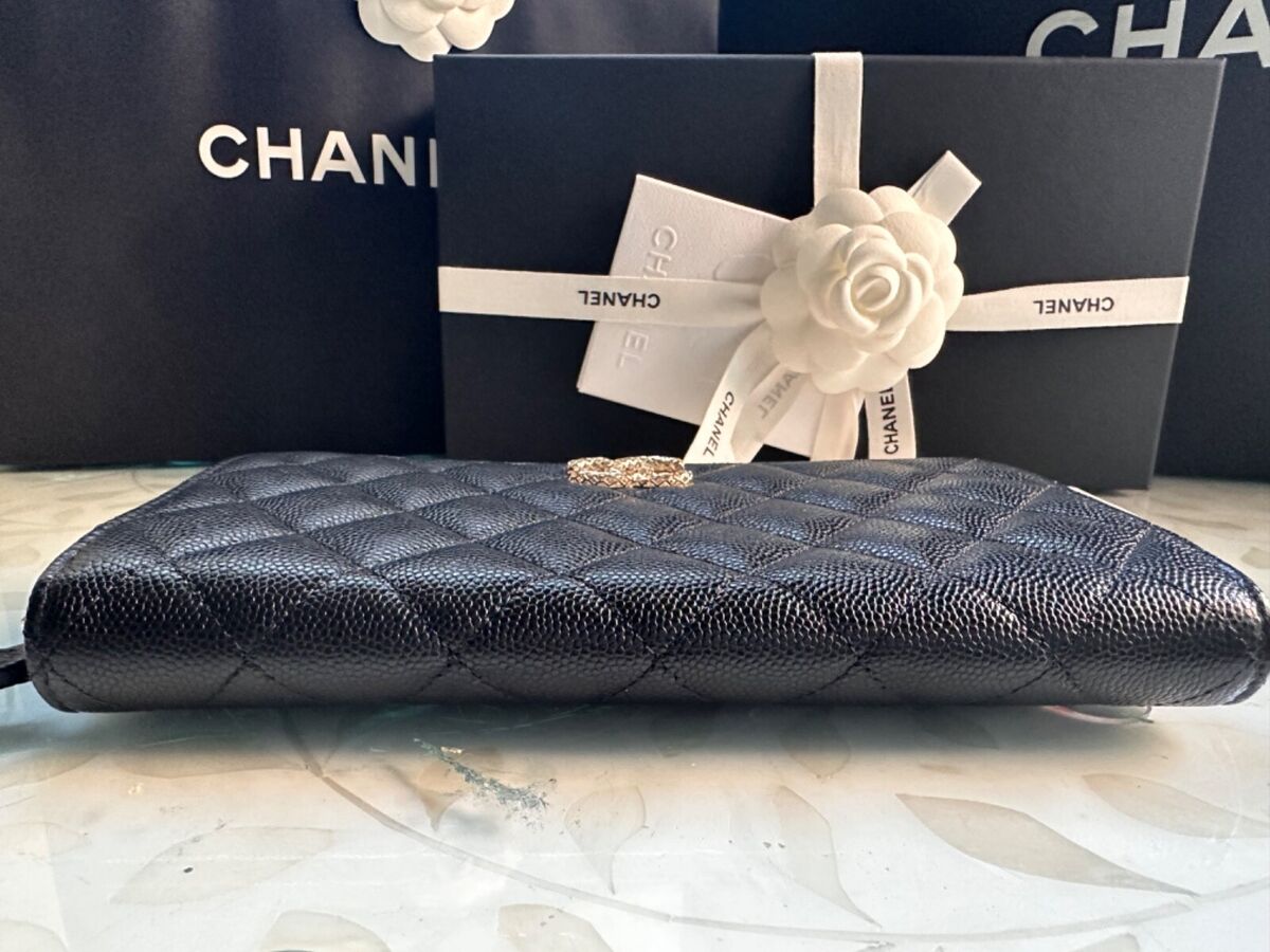 New CHANEL 23P Long Zipped Zip LARGE Wallet Black Caviar New CHANEL 23P Long Zipped Zip LARGE Wallet Black Caviar
