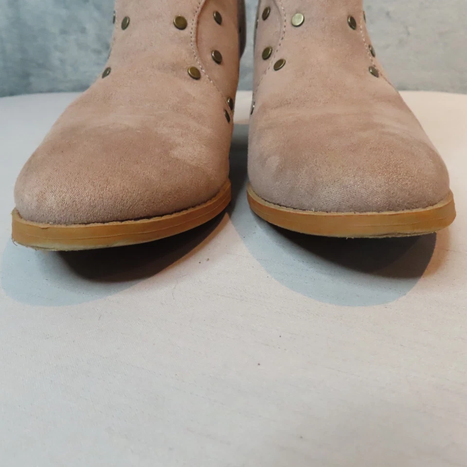 QUPID Booties Womens Size 7.5 Blush Nude Heels Studded Zipper Boots Western Boho - Image 3 of 4