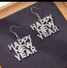 "Happy New Year" Letter Drop Earrings - Classic Zinc Alloy Fashion Jewelry