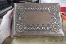 Fabulous Vintage Photo Album--Embossed Leather, Decorative Metal Clasp
