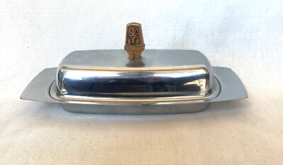 Vintage Kromex Crome Butter Dish With Glass Insert.