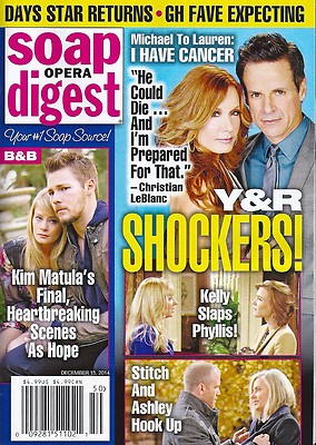 Soap Opera Digest Dec. 15 2014 Christian J. LeBlanc Tracey E. Bregman Kim Matula