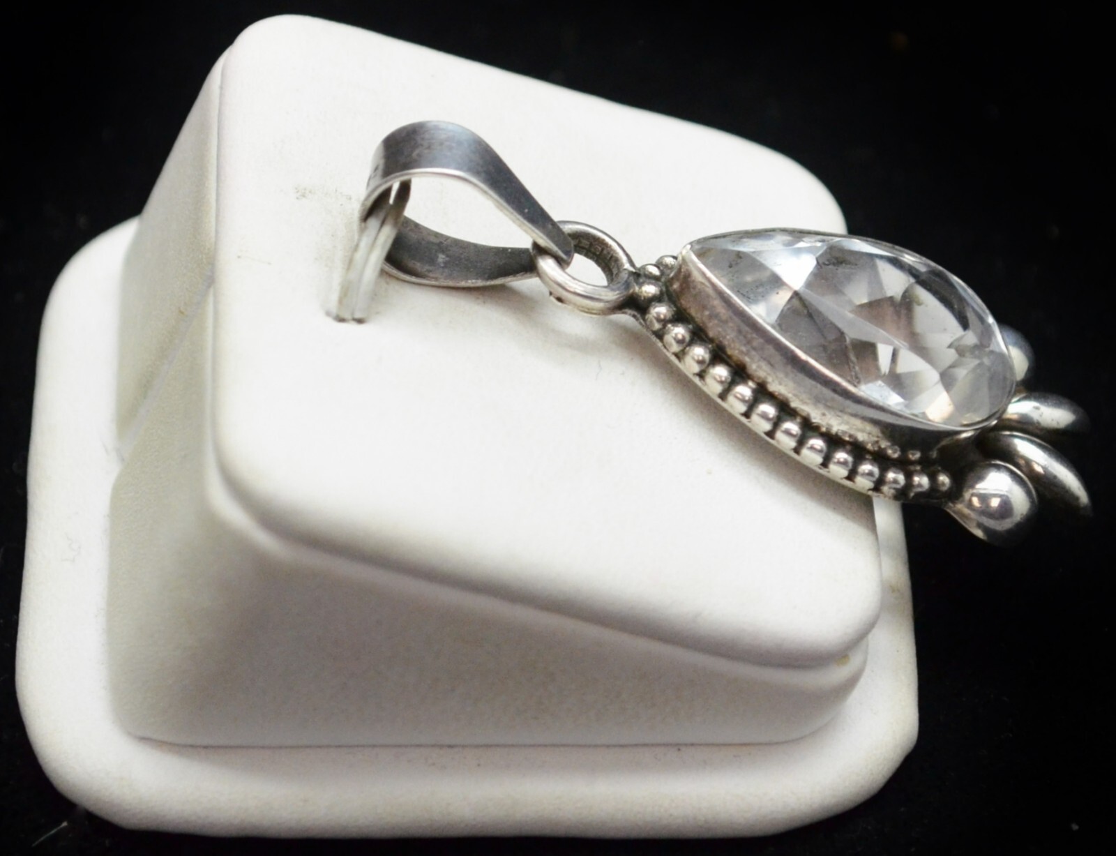 Sterling Silver Beautiful Clear Gem Teardrop Shap… - image 2