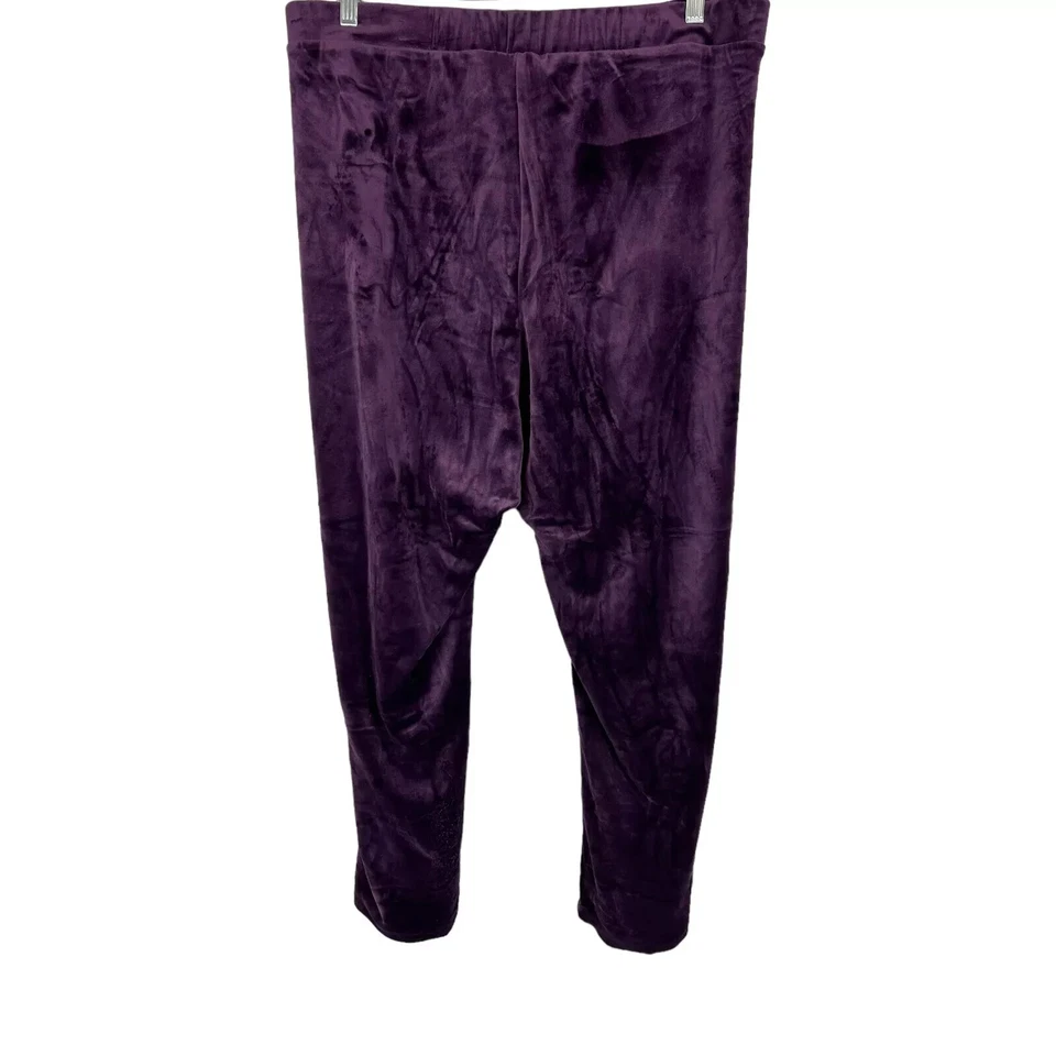 LOGO by Lori Goldstein Women's Regular Velour Trousers Black Cherry 4X Plus Size - Image 2 of 2