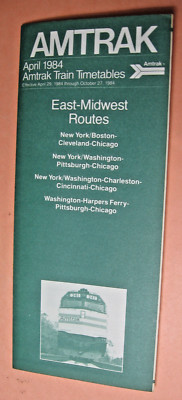 April  1984 Amtrak East - Midwest Routes Timetables