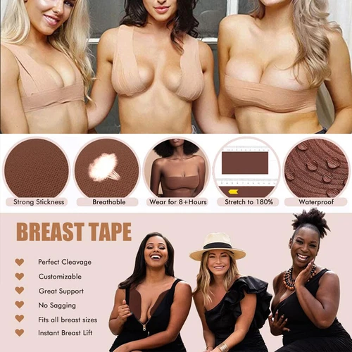 Boob Tape Bra, Breast Lift Tape for Contour Lift & Fashion Invisible Push Up Bra - Picture 3 of 31