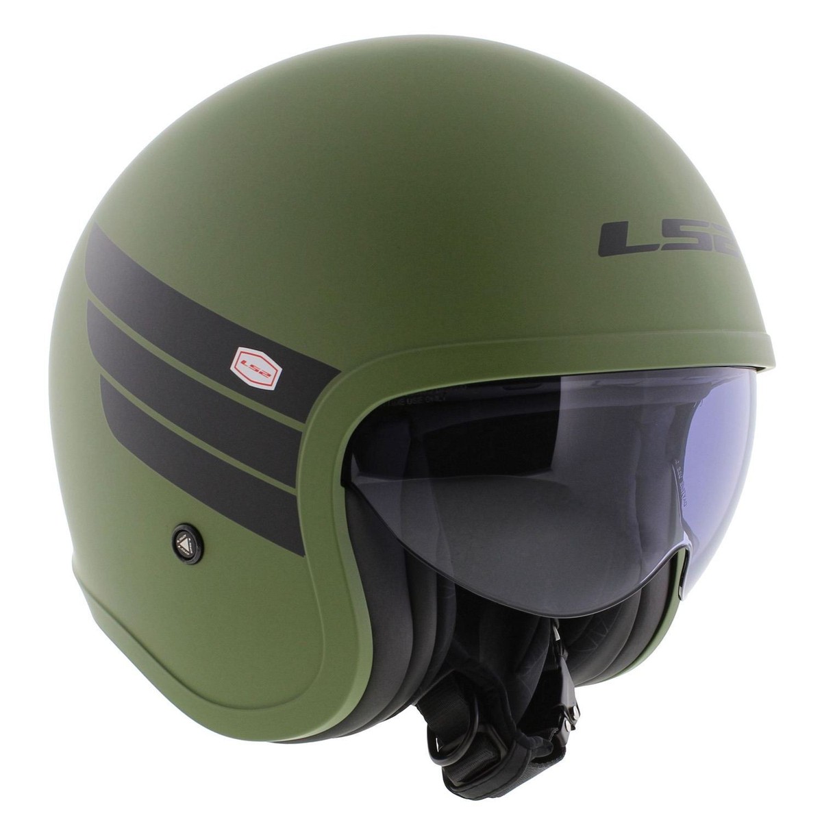 LS2 OF599 Spitfire II Retro Matt Green Black Open Face Helmet Motorcycle 