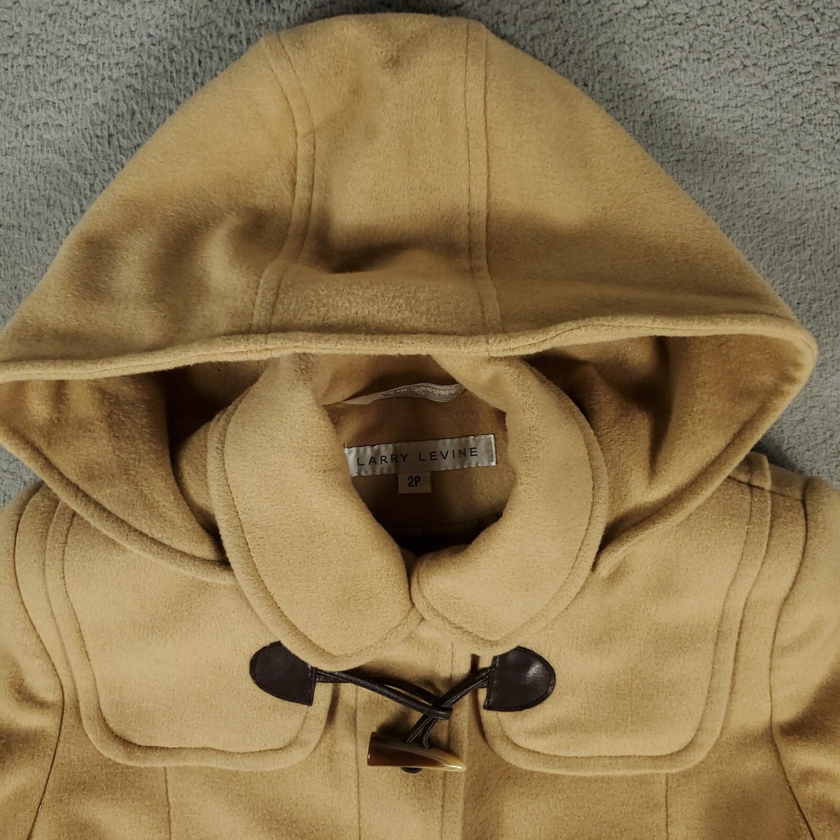 Larry Levine Coat Womens Size 2P Beige Tan Duffle Coat Camel Hair