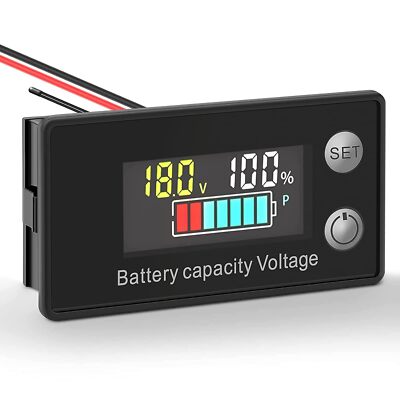 DEWIN LCD Battery Capacity Monitor, USB Type-C Voltage Meter Tester 12V 24V For Lead Acid Lithium Battery Indicator