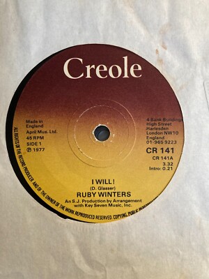 Ruby Winters I Will! / Bluer Days Ahead 1977 R&B Soul 7'' vinyl