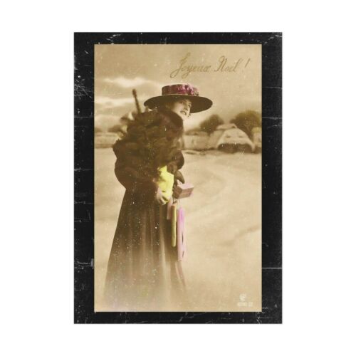 Vintage Victorian Photograph Lady with Christmas Tree and Gifts - Afbeelding 1 van 4