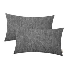 Throw Pillow Covers 12x20 Inches - Chenille Lumbar 20" x 12" Pack of 2 Gray