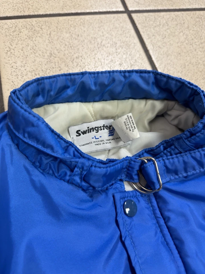 Chaqueta de bombardero Goodyear Swingster azul de colección servicio de neumáticos comercial hecha en EE. UU. Hombres L Foto 3 de 4