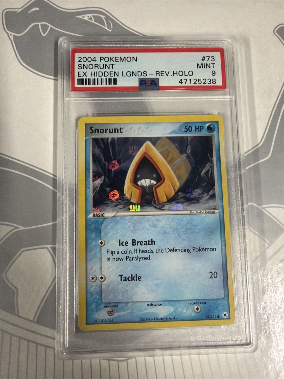 2004 POKEMON EX HIDDEN LEGENDS #73 SNORUNT-REVERSE FOIL PSA 9 Mint