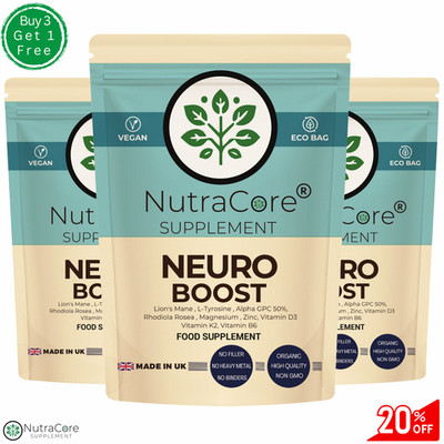 Neuro Boost Kapseln (Löwenmähne, L-Tyrosin, Magnesium) - 100% natürlich & vegan 