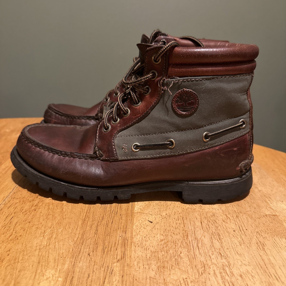 VTG Timberland Gore-Tex Boots Mens 9m Brown Hunting Oil Canvas Moc