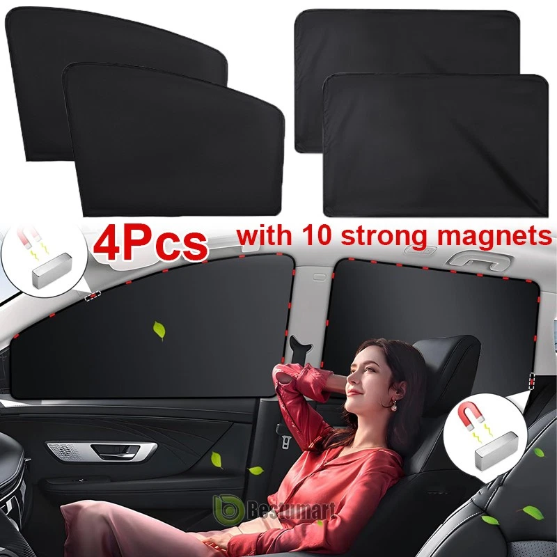 4X Cubierta Magnética Parasol Ventana Trasera Lateral Coche Malla Protector Protección UV Foto 3 de 4