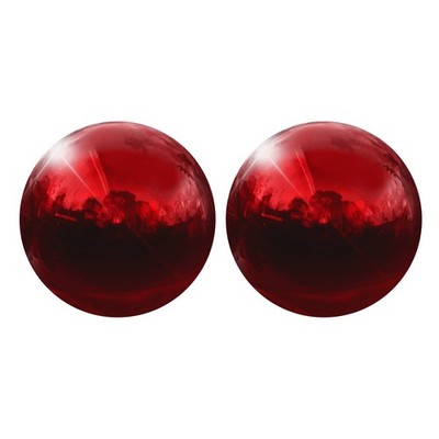 2Pcs Gazing Globe Decor Ball 3.5 Inch 90mm Reflective Ruby Red