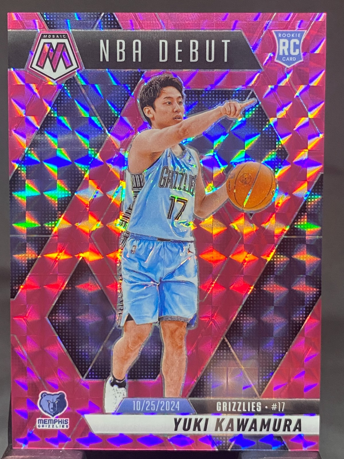 2024-25 Mosaic Yuki Kawamura RC Pink Rookie NBA Debut /175 Grizzlies #265