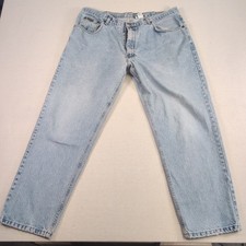 Vtg 90s Made in USA Calvin Klein Jeans Mens 40x30 Light Wash Distressed