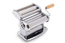 Pasta Maker Machine Made in Italy Steel Easy Lock Dial with Wood Handle Brush