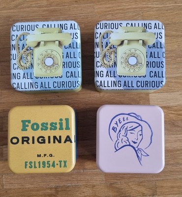 Fossil Metallboxen zur Aufbewahrung (ohne Inhalt; 4 Stück)