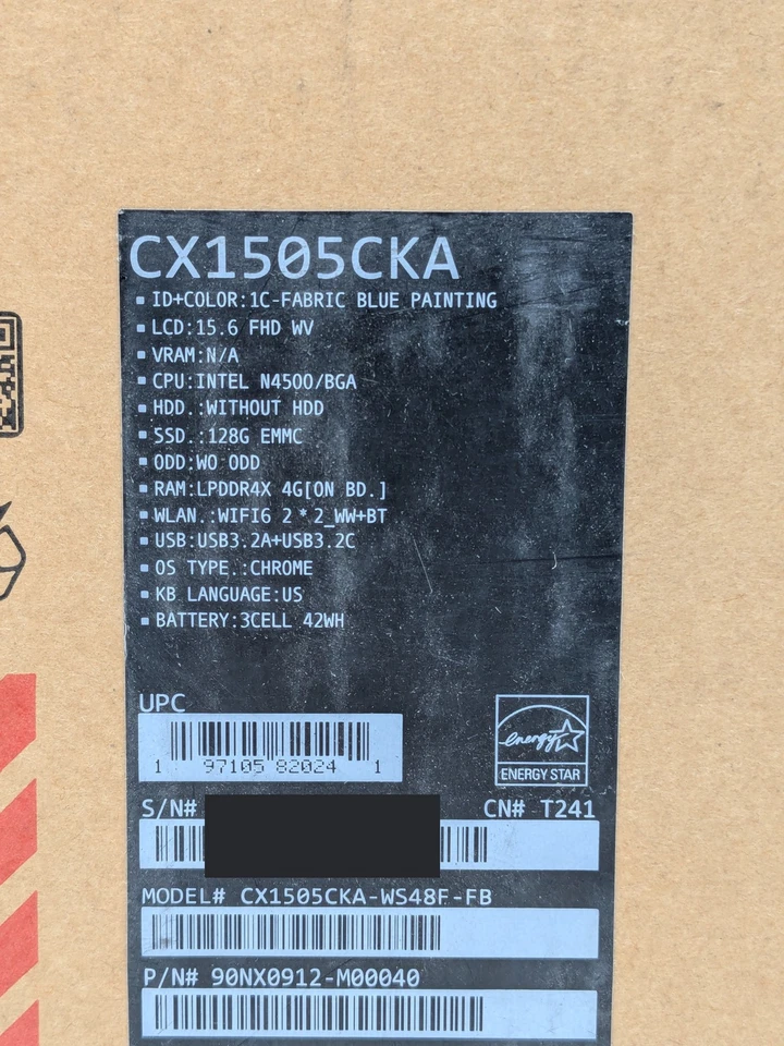 ASUS Chromebook CX1505CKA 15.6" Intel N4500 4GB DDR4 128GB eMMC Chrome OS - Image 3 of 4