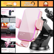 15W Wireless Car Charger Mount with LED Backlight, Auto Clamping for iPhone Sa