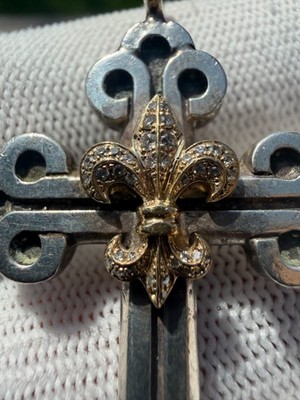 King Baby Studio Diamond &18K Fluer-de-Lis Cross Pendant $3+ Custom Order READ!!